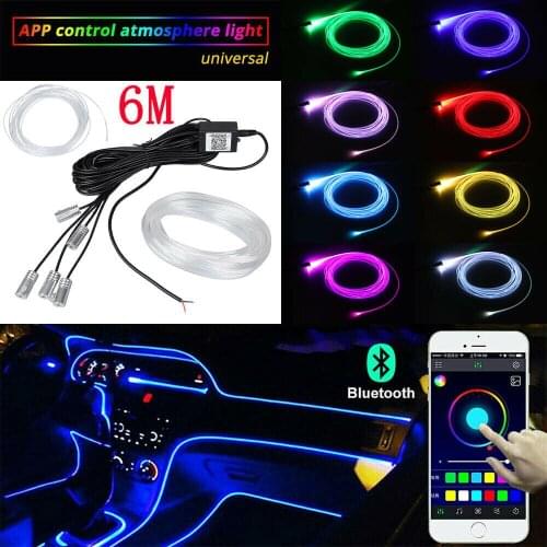 6M LED Atmosphere Car Light Interior Ambient Light Car LED ambient lighting interior light bar App Control DIY Music Optic