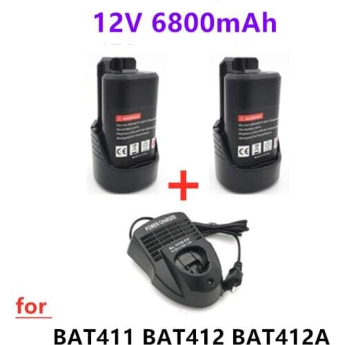 Latest 10.8V/12V 6800mAh Li-ion Rechargeable Power Tool Battery for BOSCH Cordless Electric Screwdriver BAT411 BAT412 BAT412A
