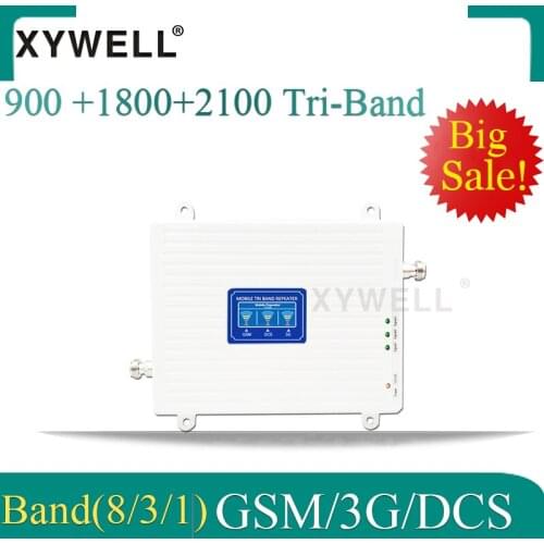 Big Sale!! Tri-Band 900 2100 1800 4G cellular signal Booster GSM DCS WCDMA Mobile Signal Repeater 2G 3G 4G Cellular Amplifier