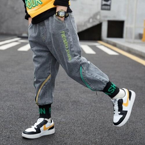 Spring Autumn Boys Fashion letter Print Cargo Pants Kids Trousers Teenage Casual Clothes Elastic Waist Boy Thin Casual Pants