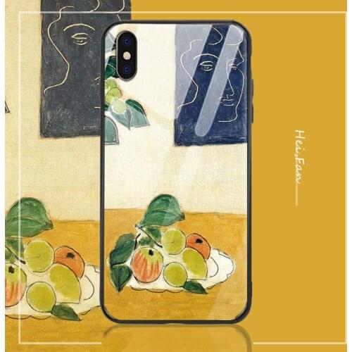For to iPhone xr xsmax 6/7 / 8p 11 case glass mobile phone shell French retro all-inclusive with lanyard hole mobile phone she
