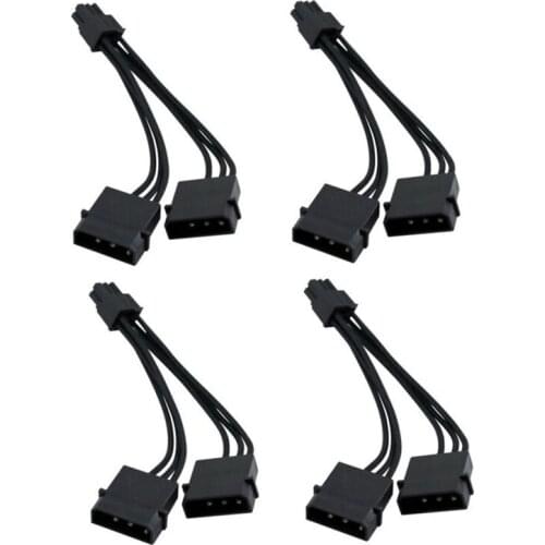 Dual Molex 4-Pin To 6 Pin PCI-E Power Adapter Cables For Video Card