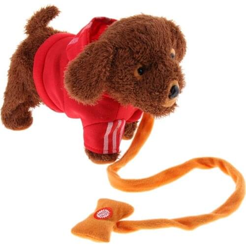 Electronic Plush Pet Dog Puppy Doll Walking Barking Wagging Tail Educational Toys Birthday Gift for Children Kids Toddler