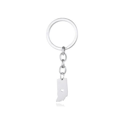 Elfin New Stainless Steel Indiana Map Keychain Silver Color Car Bag Indiana Keyring Map Jewellery Gift