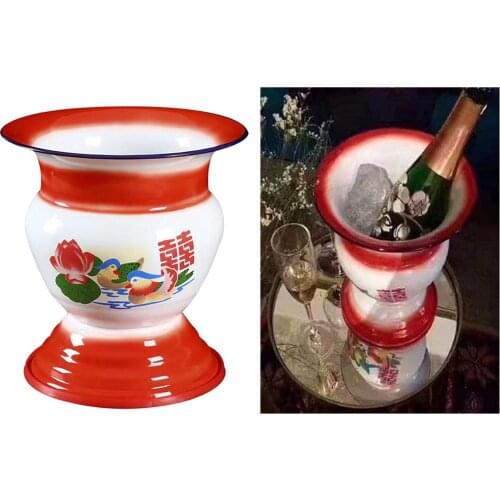 Chinese Vegetable Fruit Basket Enamel Bowl Stand Antique Container