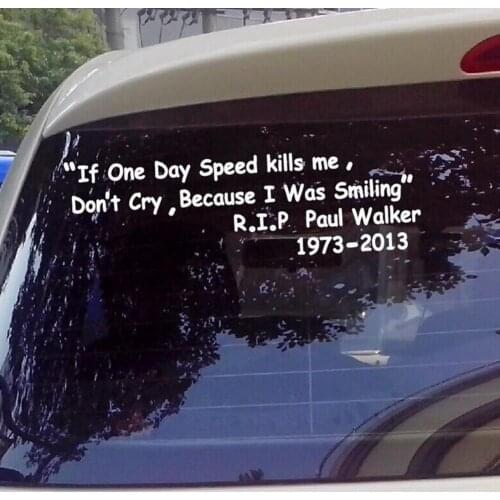 If One Day Speed Kills Me Auto Car Sticker Self-adhesive Reflective Decal Decor