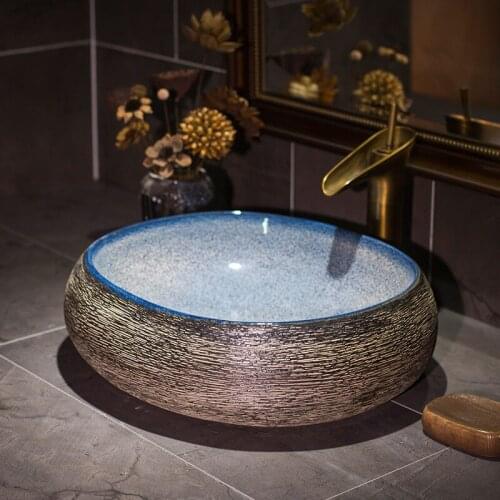 Europe Vintage Style Art wash basin Ceramic Lavabo Counter Top art ceramic Wash Basin Bathroom Sinks