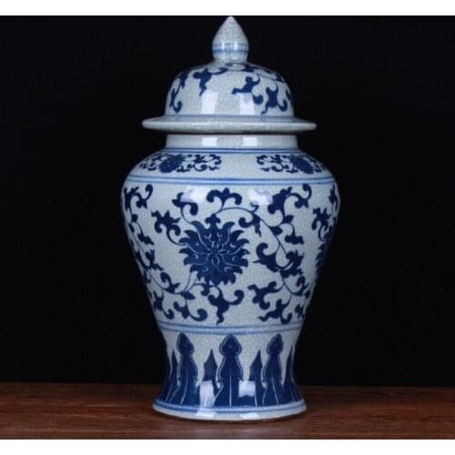 Jingdezhen Porcelain Ginger jar Handicraft Blue And White Porcelain Lotus temple jar ceramic Vase