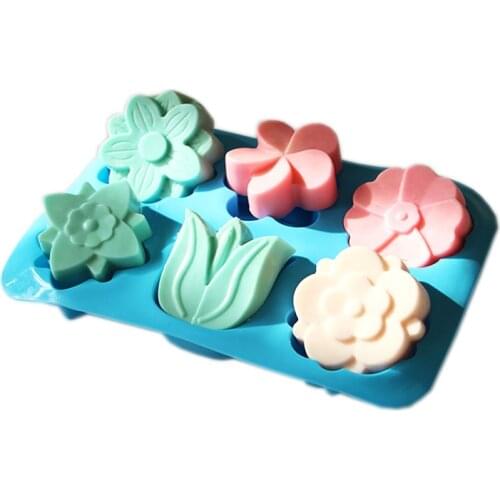 Tulip Flower 6 Cavity Soap Mold Cake Mould Handmade Craft Silicone Molds For Soap Making DIY Cake Decoration Baking Tools