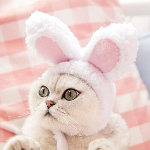 Cute Cat Headgear Cat Seconds Change Rabbit Festival Play Pet Hat Rabbit Ears Performance Props Funny Cat Headwear Soft Washable