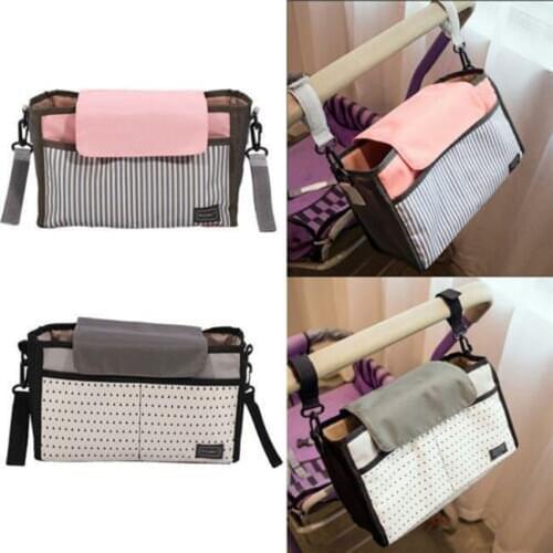 Stroller Hanging Pouch Storage Bag Waterproof Printed Patchwork Mummy Finishing Bag Large Capacity Stroller Accessories