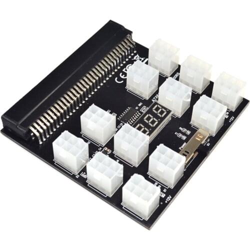 Breakout Board PCIE 12V 64 Pin to 12x 6 Pin Power Supply Connector Adapter for HP 1200W 750W PSU Server GPU BTC Mining