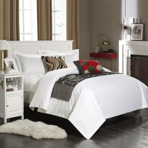 100%Cotton Duvet Cover set Queen King Size White Comforter Cover Bedding Set 4Pcs (1 Duvet Cover+2 Pillow shams+1 Bed Sheet)