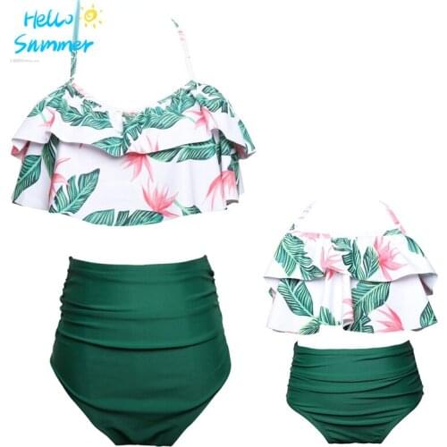 Mother and Daughter Swimsuit Female Girl Swimwear 2019 Bikini Beach Family Matching Clothes 2-Piece Womens Girls Bathing Suit