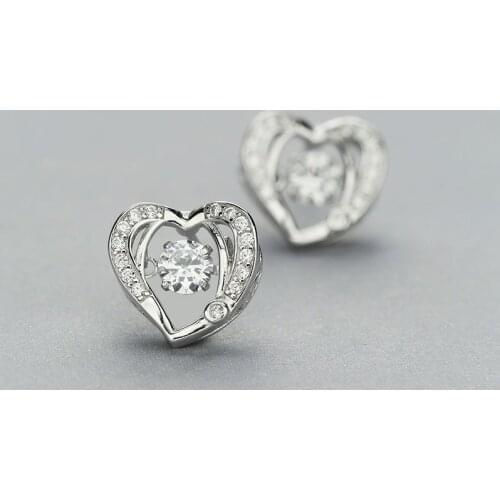 L&P Top Quality Cubic Zircon Earrings Jewelry with 925 Sterling Silver earrings,Clever Heart earrings for women ,Stud Earrings
