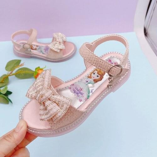 Disney cartoon Girls Sandals Summer New Korean Rhinestone Sophia Princess Butterfly Fruit Frozen Sole Casual Shoes