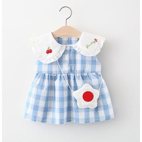 Girls baby summer clothes cute plaid dresses costume for toddler girls baby clothing 1 year infant birthday dress