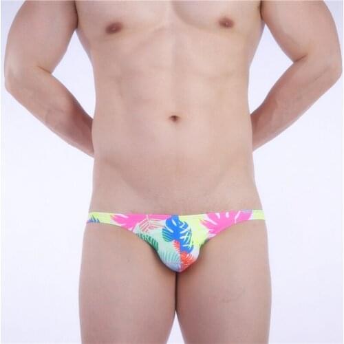 WD200 hot floral print men swimwear sexy tight gay men swimwear pool swim briefs swim trunk bathing suits samll size no lacing