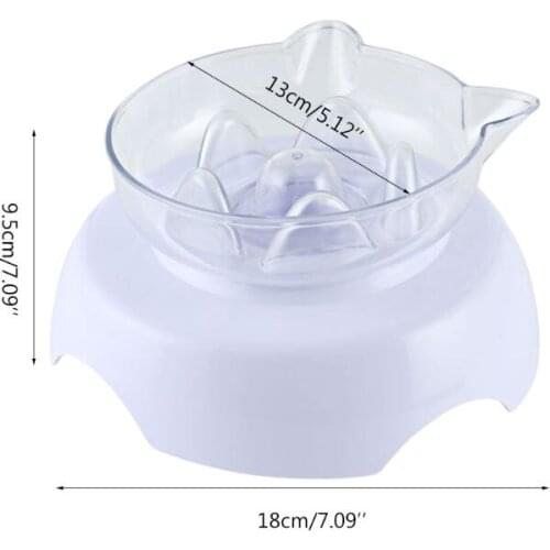 Cat Dog Bowl Pet Food Water Bowl Raised Elevated 15 Degree Tilt Neck Guard Stand Slow Feeder