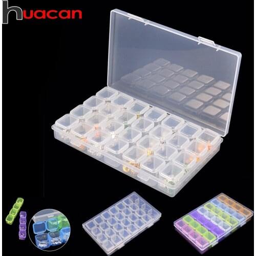 Huacan Diamond Painting Tool DIY Diamond Embroidery Box 28 Grids Home Storage Mosaic Kits Accessories