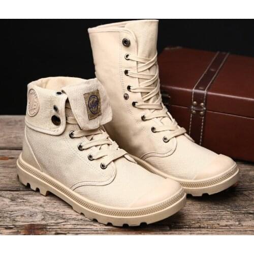 New Fashion Large Size Mens Martin Boots High-top Canvas Shoes Men Tooling Boots Student Mens Casual Shoes Footwear