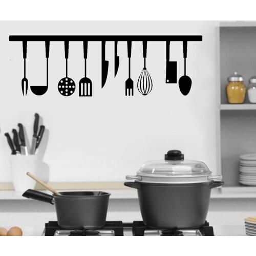 Creative Spoon Knife Fork Tools Wall Decals Kitchen Dining Hall Home Decor Vinyl Wall Stickers Diy Mural Art Wallpaper HY491