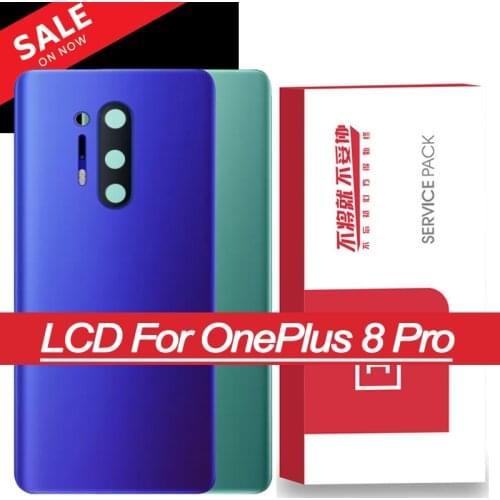 Original 1+8 Pro Back Housing Gray Battery cover for Oneplus 8 Pro Back Battery Cover Glass Lens repair Parts