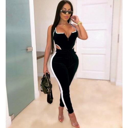 Plus Size Autumnr Two Piece Set Women Hollow Zip Backless Stitching Sexy Crop Top+Pants Sets Club Outfits Streetwear Wholesale
