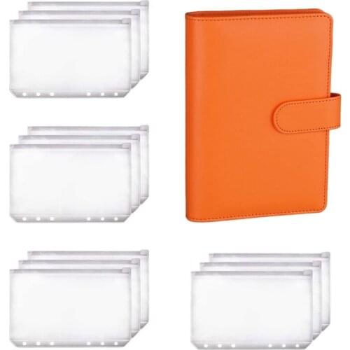 A6 Binder Planner Notebook Binder and 12 Pieces 6 Hole Binder Zipper Folder,Binder Pockets Cash Envelope Wallet