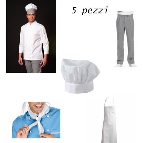 Full white chef jacket buttons with pantalaccio kitchen stock lot scollino