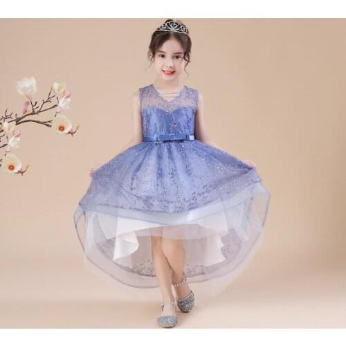 Girls trailing rainbow dress fashion sequin cake net yarn princess dress wedding dress formal dress party dress stage costume
