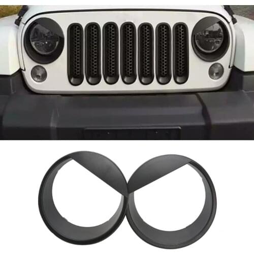 2x Bezels Front Light Headlight Angry Bird Trim Cover ABS For Jeep Wrangler 2007-2015