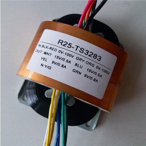 2*15V 0.5A 2*9V 0.8A R Core Transformer 30VA R25 custom transformer 0-100V/0-100V with copper shield for Power amplifier
