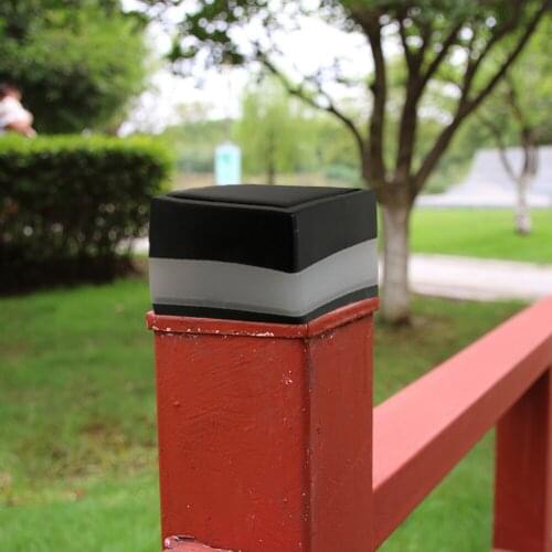 Outdoor Garden Grass Street LED Light Solar Panel Pipe Pillar Post Square IP44 Waterproof Monocrystalline Cap Fence Lamp