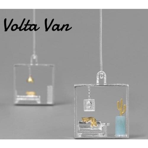 Volta Van Drop Earrings 925 Sterling Silver Amazonite 2021 New Cute Cats Cactus Creativity Fine Jewelry Concise Women Earrings