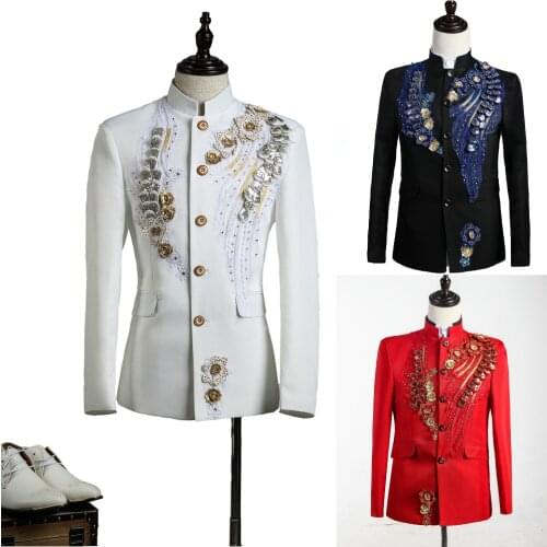 High-end Customized Black/Red/White Mens Prince Suits Medieval Mens Period Costume