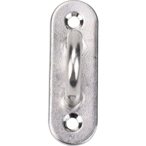 X7AE 6Pcs 5mm Stainless Steel Eye Plate Oblong Pad Eye Plate Metal Staple Ring Hook Hardware