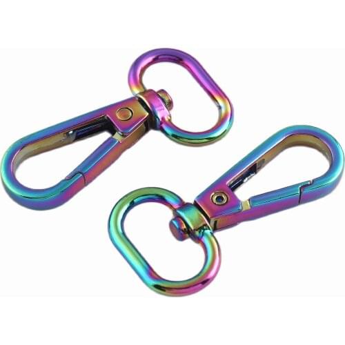 Swivel clasps rainbow Swivel Snap Hooks Lobster Clasp Claw Push Gate Trigger Clasps Oval Ring For key or backpack handbag 4pcs
