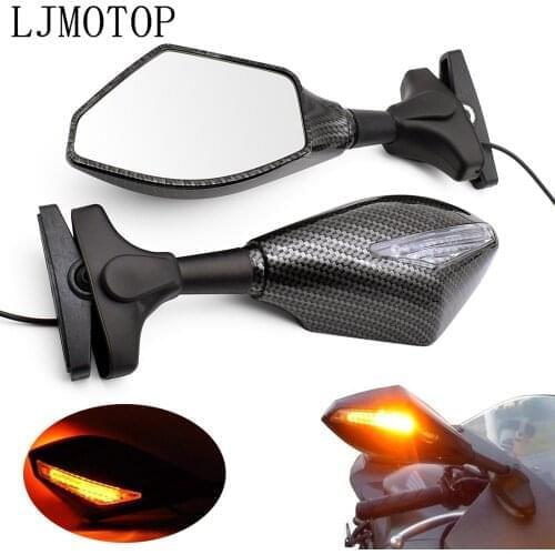 Universal Motorcycle Side Mirrors LED Turn Signal Integrated Mirrors For Yamaha XSR 700 900 TDM 900 MT 01 03 25 YBR 125 YZF R15