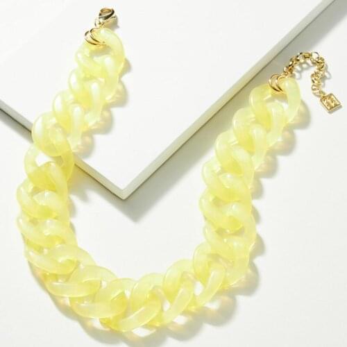 ZiccoWong Acrylic Transparent Chain Necklace For Women Girl Resin Colorful Long Chain Choker Pendant Necklace Summer Jewelry