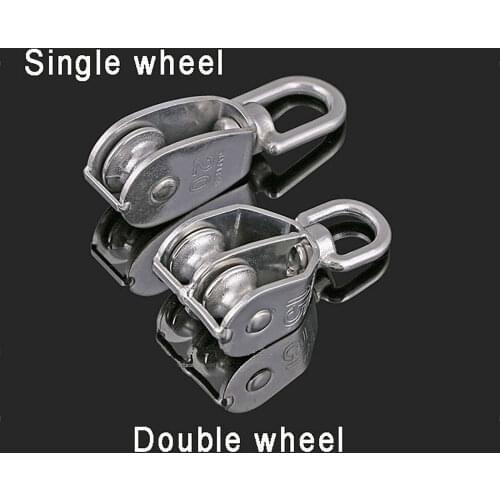 1Pcs Single/Double Pulley Swivel Eye Wheel Block Heavy Duty 304 Stainless Steel Lifting Rope Pulley M15-M100