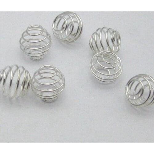 100 Silver Plated Spiral Bead Cages 8X8mm Findings