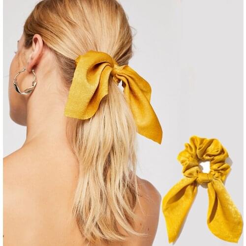 12 Colors Satin Scrunchies for Women Hair Accessories Girl Rabbit Ears Elastic Hair Bands Cute Scrunchie Hair Ties 2020