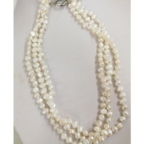 3 Rows 28 colors 9mm pearl green orange yellow baroque beads choker necklace Natural freshwater flat pearl Women Jewelry 17