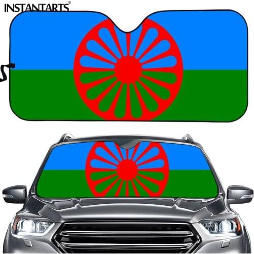 INSTANTARTS Romany Roma Travellers Flag Print Car Windshield Sunshade Auto Aluminum Foil Sunshade UV Rays Protects Visor Cover