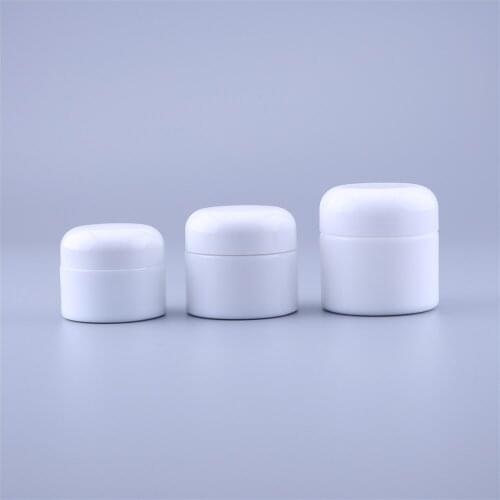 200pcs 15g 20g 30g 50g 60g 100g White Glass Cream Jars Cosmetic Packaging With Lid Plastic Caps & Inner Liners Round Empty Jar