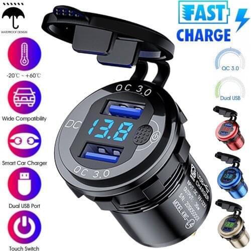 Dual Usb Fast Charger With Switch Socket Power Outlet Adapter Waterproof Dual Usb Ports For Marine Rv Boat Motorcycle Truck