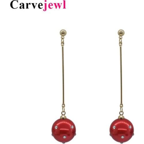 Carvejewl long earrings ball rhinestone dangle earrings for women jewelry girl gift crystal acrylic long earrings hot fashion