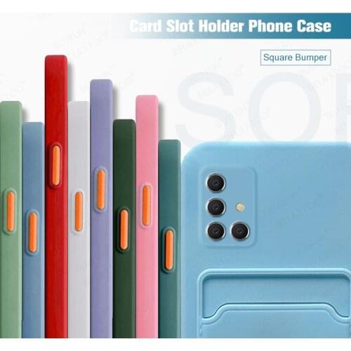 Original Candy Color Card Slot Wallet Phone Case For Samsung Galaxy A71 Samsong Sansung A 71 6.7" Soft Silicone Shockproof Cover