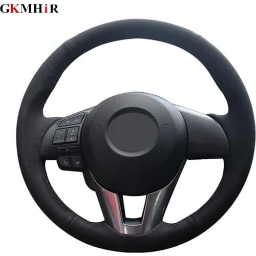 Black Soft Suede Car Steering Wheel Cover for Mazda 3 Axela Mazda 6 Atenza Mazda 2 CX-3 CX-5 Scion iA Toyota Yaris